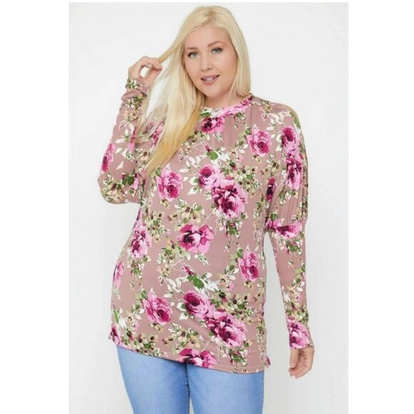 Women's Plus Size Flattering Cutout Details Floral Print Top Size 1X - Picture 1 of 4